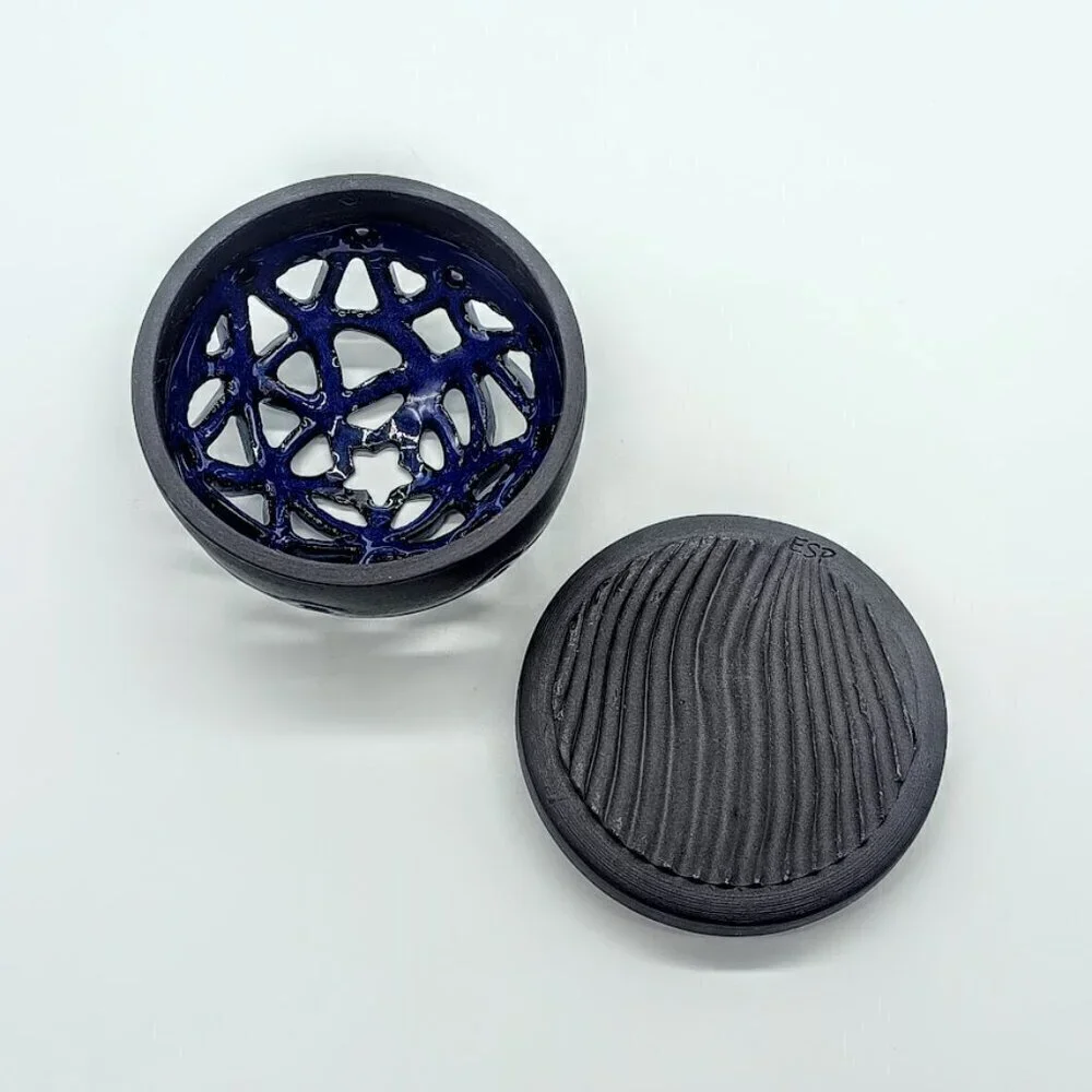 ESP Pottery Glazed Clay Candle Holder - Blue